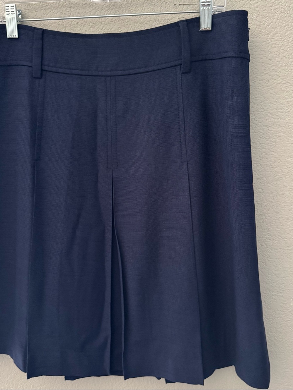 J. Crew 2025 Pleated Knee Length Skirt 14 Navy Blue Classic Minimalist Preppy - Picture 6 of 10